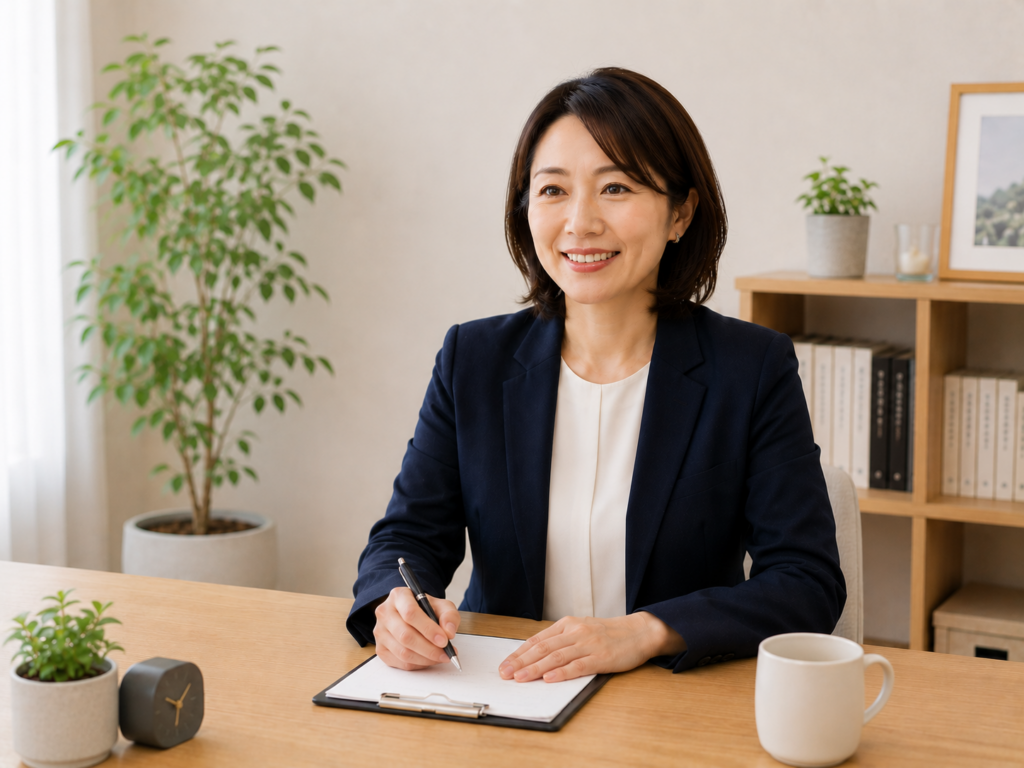 目標設定カウンセリングをしている女性